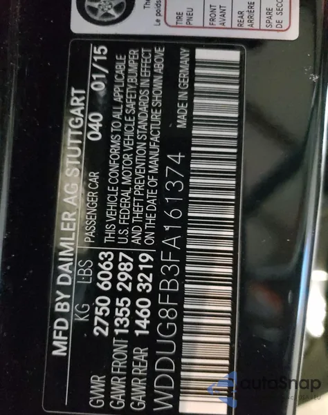 2015 Mercedes-Benz S 550 4Matic из США, поврежденный, VIN WDDUG8FB3FA161374